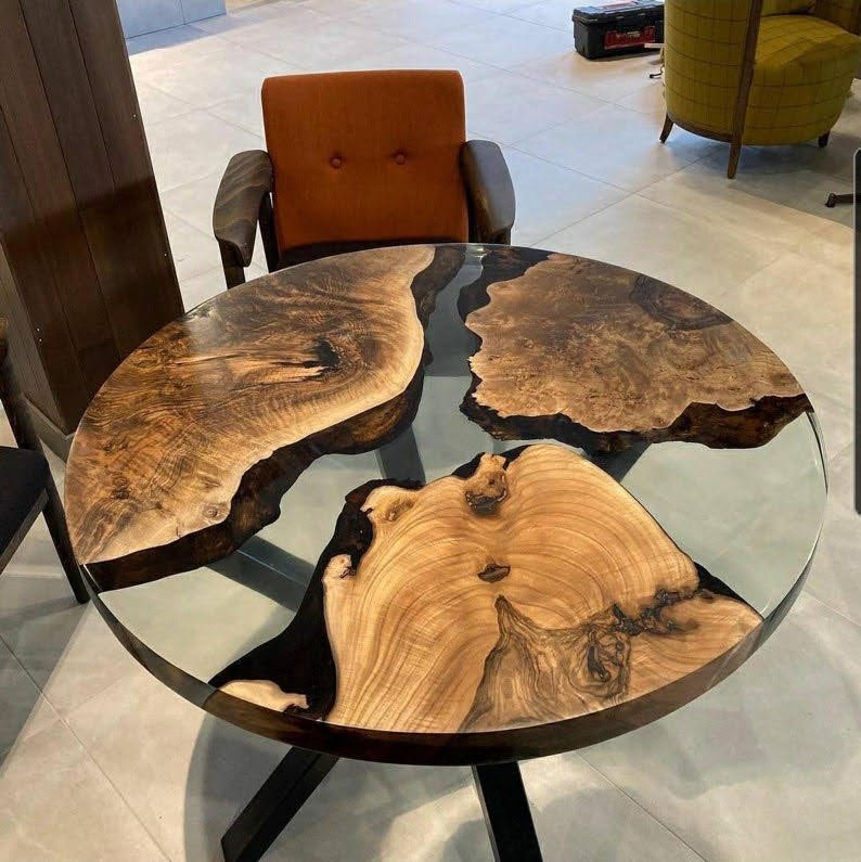 Custom epoxy resin wood table
