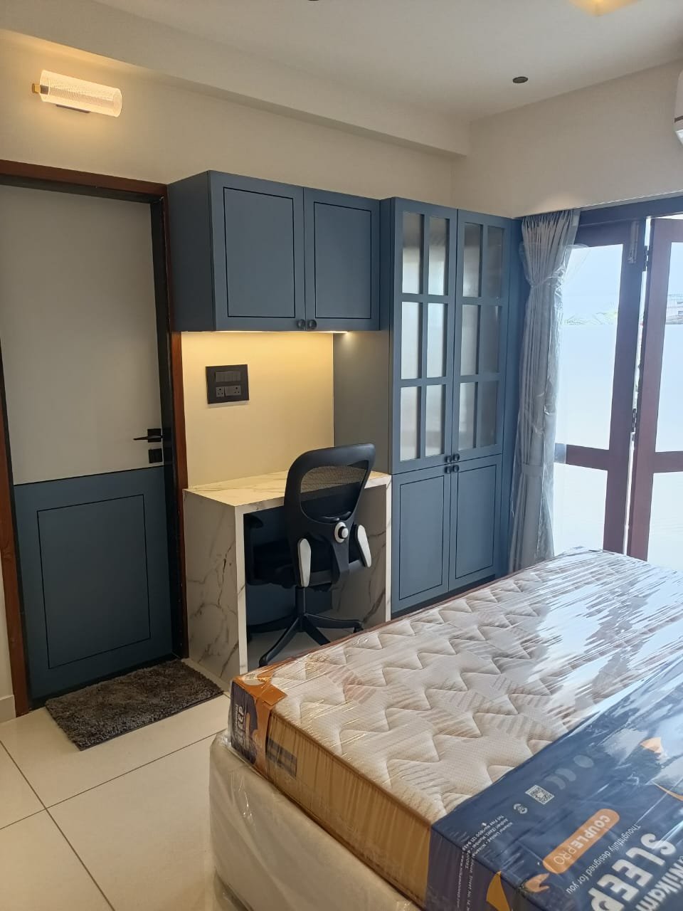 Blue wardrobe with study desk
